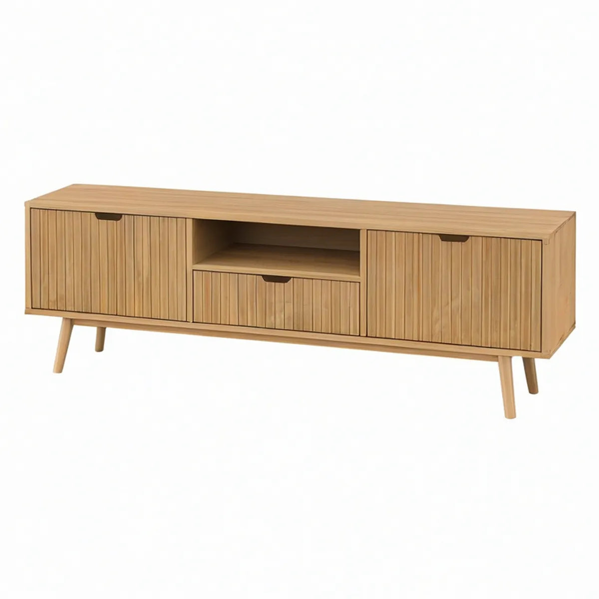 TV-bænk i massiv bambus, natur, 160 x 40 x 50 cm