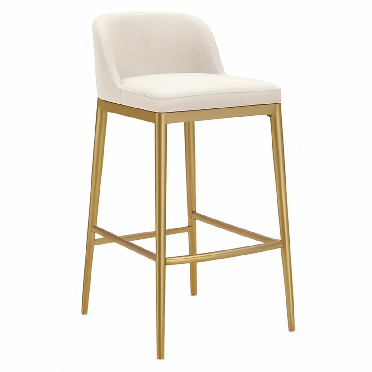 Barstol med ryglæn i bouclé, creme og guld, 51 x 54 x 94 cm
